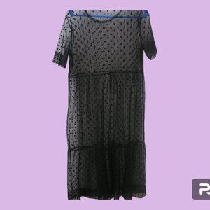 Style FBA10018705 See through swimsuit cover up dress polka dot in black size L